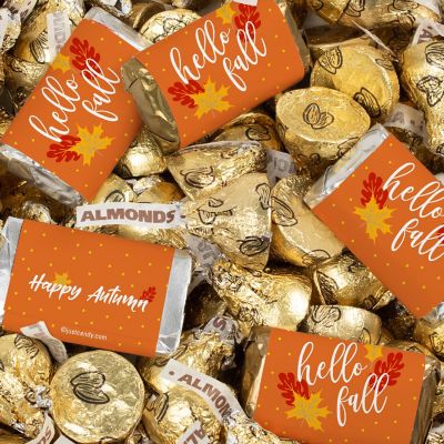 131 Pcs Fall Candy Party Favors Hershey's Miniatures and Gold Almond Kisses Chocolate by Just Candy (1.65 lbs) - Hello Fall Image 1