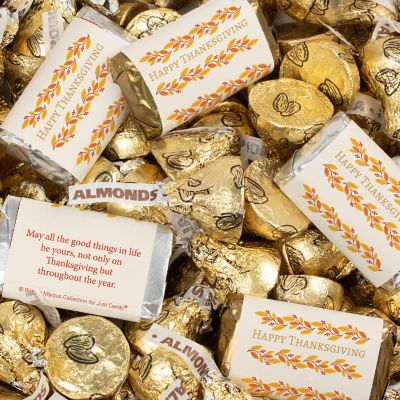 131 Pcs Thanksgiving Candy Party Favors Hershey's Miniatures & Chocolate Kisses - Gold Image 1