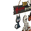 14.5" Skeleton with Jack-O-Lanterns and Black Cat "Happy Halloween" Hanging Decoraton Image 3
