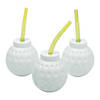14 oz. Golf Ball Molded Reusable BPA-Free Plastic Cups with Lids & Straws - 12 Ct. Image 1