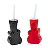 14 oz. Guitar-Shaped Reusable BPA-Free Plastic Cups with Lids & Straws - 12 Ct. Image 1