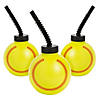 14 oz. Softball Reusable BPA-Free Plastic Cups with Lids & Straws &#8211; 8 Ct. Image 1