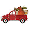 14" Red Truck with Pumpkins Fall Harvest Sign Decoration Image 1