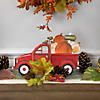 14" Red Truck with Pumpkins Fall Harvest Sign Decoration Image 1