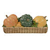 15" Faux Rattan Basket with Pumpkins Thanksgiving Table Top Decoration Image 1