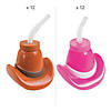 15 oz. Cowboy & Cowgirl Hat Reusable Plastic Cups with Lids & Straws - 24 Ct. Image 1