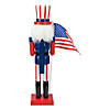 15" Patriotic Red and Blue Wooden Uncle Sam Christmas Nutcracker Tabletop D&#233;cor Image 4
