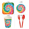 156 Pc. Tie-Dye Swirl Disposable Tableware Kit for 24 Guests Image 1