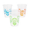 16 oz. Bulk 50 Ct. Luau Tiki Mask Print Clear Disposable Plastic Cups Image 1