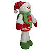 17.5" Red and Green Jolly Plush Snowman Christmas Figure Image 2