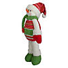 17.5" Red and Green Jolly Plush Snowman Christmas Figure Image 3