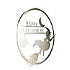 17" Silver Flying Witch Happy Halloween Wall Sign Image 1