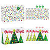18" x 12" Large Christmas Trees & Lights Paper Gift Bags with Tags - 6 Pc. Image 1