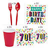 189 Pc. 70th Birthday Burst Party Tableware Kit for 24 Guests Image 1