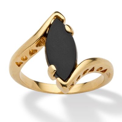 18k Gold Plated Genuine Onyx Ring Size 10 Image 1