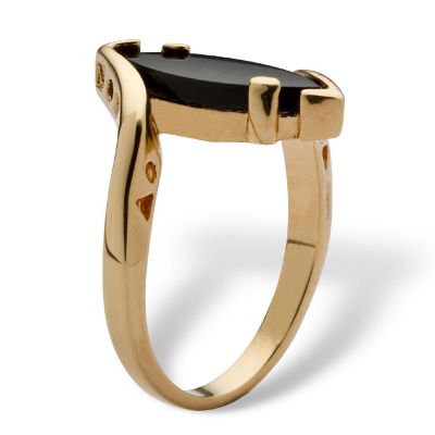 18k Gold Plated Genuine Onyx Ring Size 10 Image 1