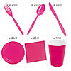 1973 Pc. Hot Pink & White Disposable Tableware Kit for 240 Guests Image 1