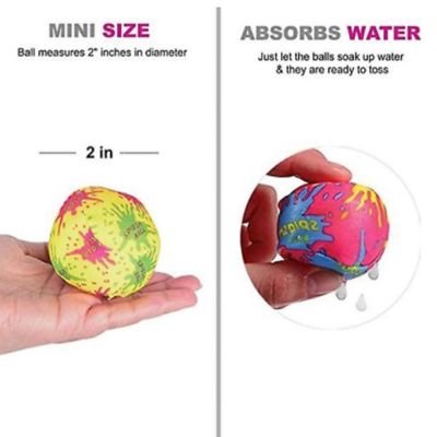 2" Colourful Water Bomb Splash Balls - Water Absorbent Ball - Kids Pool Toys - Pack of 12 Image 2