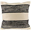 20" Black and Cream Textured Block Handloom Woven Outdoor Square Throw Pillow Image 1