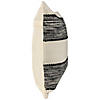 20" Black and Cream Textured Block Handloom Woven Outdoor Square Throw Pillow Image 3