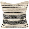 20" Cream and Black Twisted Textured Block Handloom Woven Outdoor Square Throw Pillow Image 1