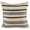 20" Gray and Cream Handloom Woven Outdoor Throw Pillow Image 1