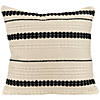 20" White and Black Handloom Woven Outdoor Square Throw Pillow Image 1