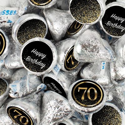 200 Pcs 70th Birthday Candy Chocolate Party Favor Hershey's Kisses Bulk (2lb) Image 1