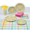 205 Pc. Pastel Gingham Tableware Kit for 24 Guests Image 1