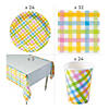205 Pc. Pastel Gingham Tableware Kit for 24 Guests Image 1