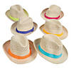 21" Adults Classic Straw Fedoras with Solid Color Bands - 12 Pc. Image 1