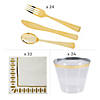 211 Pc. Gold Eucalyptus Disposable Tableware Kit for 24 Guests Image 2