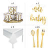 219 Pc. White & Gold Baby Shower Tableware Kit for 24 Guests Image 2