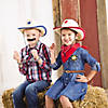 22" Bulk 48 Pc. Kids Blue & Red Star Straw Cowboy Hats with Chin Cord Image 4