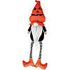 22" Orange and Black Halloween Gnome with Striped Dangling Legs Image 1