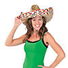 24" Adults Embroidered Patterned Straw Sombreros with Chin Cord - 12 Pc. Image 1