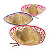 24" Adults Embroidered Patterned Straw Sombreros with Chin Cord - 12 Pc. Image 4