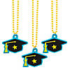 24" Graduation Plastic Beaded Necklaces with Mortarboard Hat Charm  - 12 Pc. Image 1