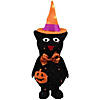 24" Lighted Black Cat in Witch's Hat Halloween Yard Decoration Image 1