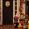 24" Lighted Black Cat in Witch's Hat Halloween Yard Decoration Image 1