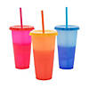 24 oz. Color-Changing Reusable BPA-Free Plastic Tumblers with Lids & Straws - 6 Ct. Image 1