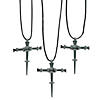 24" x 2" Pewtertone Nail Cross Necklaces on Nylon Cord - 12 Pc. Image 1