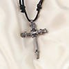 24" x 2" Pewtertone Nail Cross Necklaces on Nylon Cord - 12 Pc. Image 2