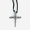 24" x 2" Pewtertone Nail Cross Necklaces on Nylon Cord - 12 Pc. Image 3