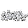 24ct Silver 2-Finish Glass Christmas Ball Ornaments 1" (25mm) Image 1