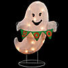 25" Lighted LED Ghost with "Boo" Banner Halloween Yard Decoration Image 2