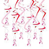 25" Pink Ribbon Hanging Swirl Decorations - 12 Pc. Image 1