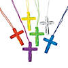 26" Bulk 48 Pc. Religious Crystal Cross Clear Plastic Necklaces Image 1
