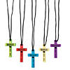 26" x 2 1/4" Bulk 48 Pc. Bright Red, Yellow, Green, Blue & Purple Cross Necklaces Image 1