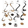 28" Graduation Black & Gold Cardstock Hanging Swirl Decorations &#8211; 12 Pc. Image 1